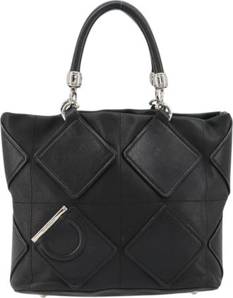 Ferragamo Vintage Leather Black Leather Handbag (Pre-Owned)