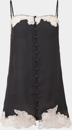 Fleur du Mal Lace Appliqu&eacute; Silk Slip