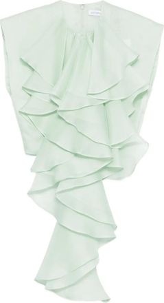 Viktor & Rolf Top in seta con ruches - Verde