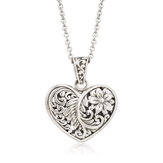Ross-Simons Balinese Sterling Silver Heart Pendant Necklace