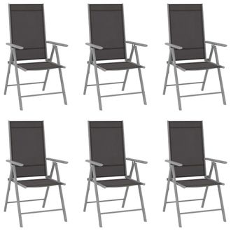 vidaXL Sillas De Jard&iacute;n Plegables 6 Unidades Textilene Negro Vidaxl