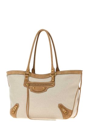 Balenciaga Womens Sand Canvas Le City Shopping Bag Natural-Camel Borse A Mano Natural/camel