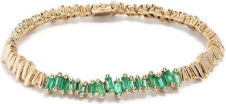Suzanne Kalan 18kt yellow gold New ID emerald bracelet - women - 14kt Yellow Gold - One Size - Green