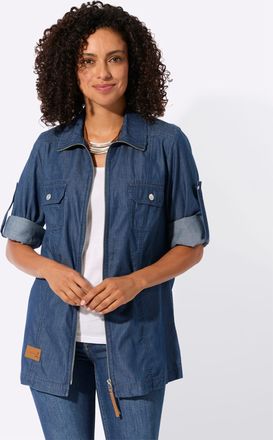 Casual Looks Blusenjacke CASUAL LOOKS, Damen, Gr. 36, blau, stone, washed, 100% Baumwolle, Jacken Blusenjacke