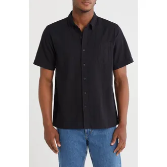 Ezekiel Harbor Short Sleeve Button-Down Shirt in Black at Nordstrom Rack, Size Small