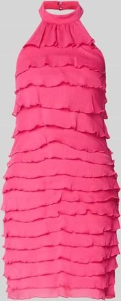 Lipsy Neckholder-Cocktailkleid im Stufen-Look in Pink, Gr&ouml;&szlig;e 34