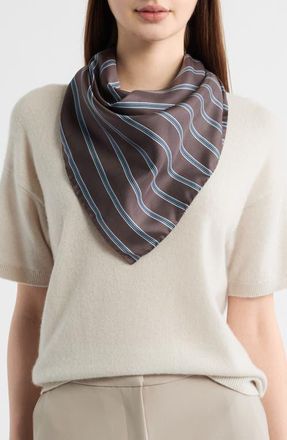 Vince Stripe Silk Twill Scarf in Brown at Nordstrom