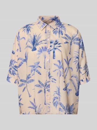 Emily van den Bergh Relaxed Fit Bluse im Allover-Look in Sand, Gr&ouml;&szlig;e L/XL