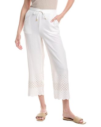 Ellen Tracy Pull On Cropped Linen-Blend Pant