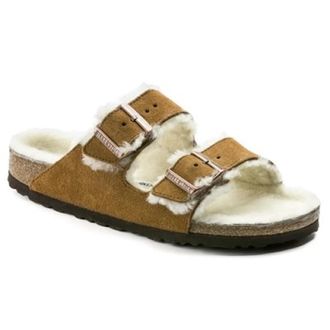 Birkenstock Luxe Shearling Su&egrave;de Slippers - Dames - Sandalen - Bruin - 40 EU - Su&egrave;de - Schoenen