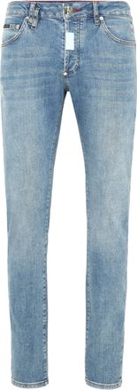 Philipp Plein Denim Super Straight Cut Fit Trousers Hexagon