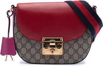 Gucci Pre-owned Womens Gg Supreme Web Padlock Crossbody - Rose Gold Textile - One Size