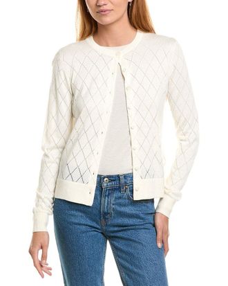 Brooks Brothers Pointelle Diamond Wool-Blend Cardigan