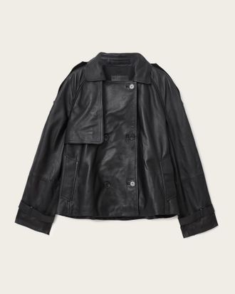 AllSaints Reed Cropped Leather Trench