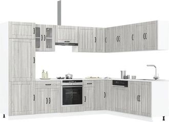 vidaXL Vidaxl - Mueble Cocina Lucca Sonoma Gris 14 Pzas Madera Contrachapada