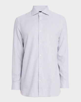 Dunhill Mens Melange Cotton Button-Down Shirt