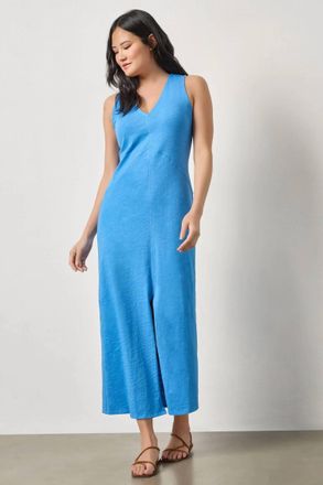 Lilla P V Neck Seamed Maxi Dress In Regatta