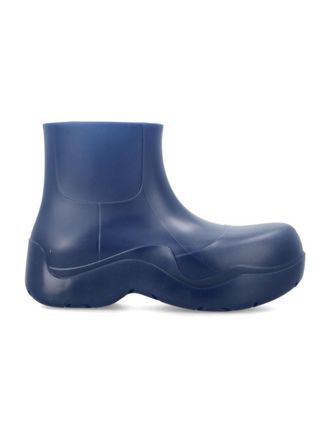 Bottega Veneta Blue Solid Round Toe Boots