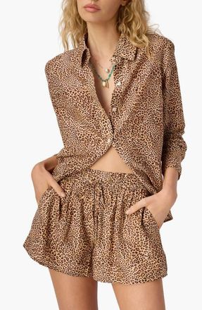 Cami NYC Rafella Floral Cotton & Silk Button-Up Shirt in Leopard at Nordstrom, Size Xx-Small