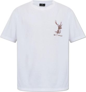 Etro T-shirt met geborduurd logo - Heren - T-shirts - Wit - L - Katoen - Tops