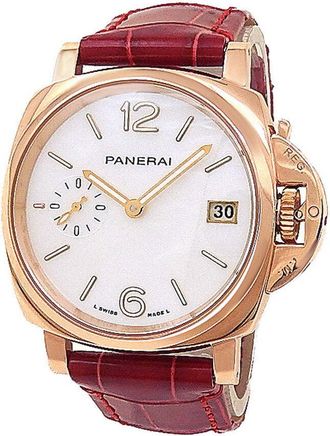 Officine Panerai Pre-owned Panerai Luminor Due Goldtech Madreperla White Mother of Pearl Dial Unisex Watch PAM01280