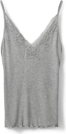 Sofie Schnoor Grijze Mel Top met Kant Details - Dames - Tops zonder mouwen - Grijs - XL - Tops