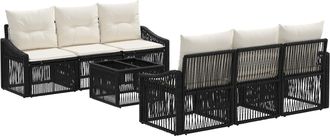 vidaXL Conjunto De Sof&aacute;s De Jard&iacute;n 7 Uds. Negro Rat&aacute;n Sint&eacute;tico Vidaxl