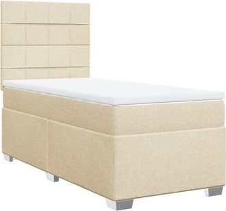 vidaXL Giroletto A Molle Con Materasso Crema 90x200 Cm Intessuto Vidaxl