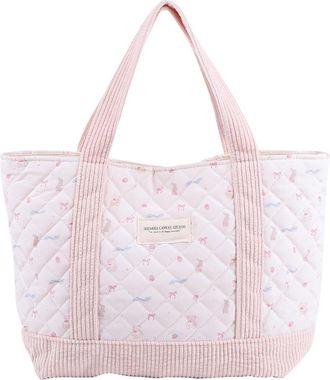 Generic Women Quilted Floral Tote Bag Fashion Shoulder Bag Patchwork Stylish Commuting Bag Soft Large Capacity for Party Vacation (style 12)