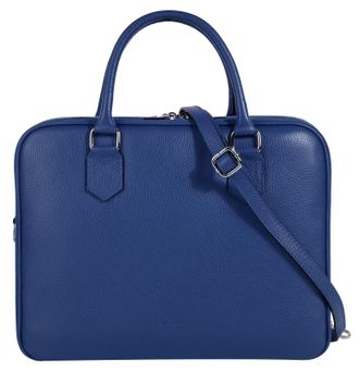 Cluty Aktentasche CLUTY, Damen, Gr. B/H/T: 35cm x 28cm x 13cm onesize, blau, Leder, leicht gl&auml;nzend, unifarben, Taschen Aktentasche, echt Leder, Made in Ita