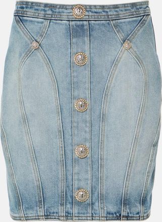 Balmain High-rise denim miniskirt