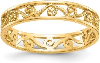 Diamond2Deal 14k Yellow Gold Polished Textured Ring