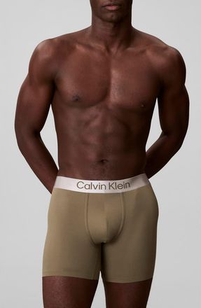 Calvin Klein Brushed Microfiber Jersey Boxer Briefs in Brush Green at Nordstrom, Size Medium