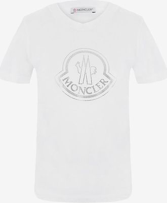 Moncler Kurzarm-T-Shirt mit Kristall-Logo