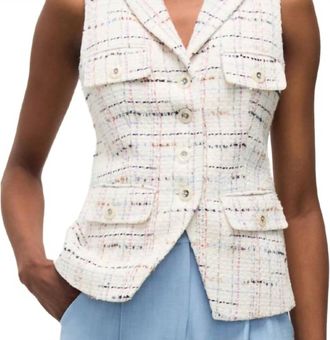 Veronica Beard Benny Vest In White Multi