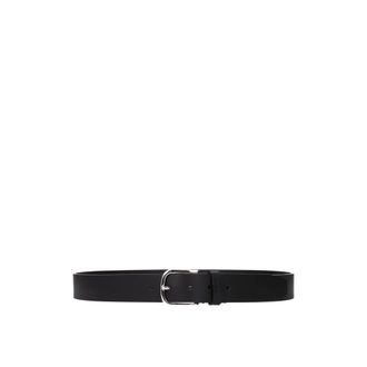 A.Testoni Belts, male, Black, Size: 100 CM Black Leather Logo Belt Buckle