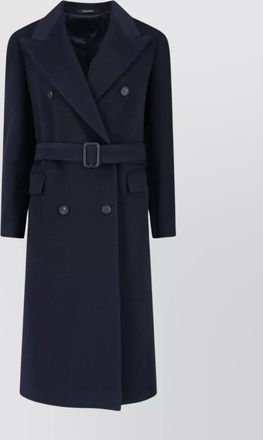 Tagliatore waist belted lapel buttoned jacket