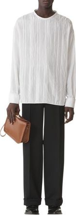 Lanvin Pleated Silk Top in Ecru at Nordstrom, Size Medium L