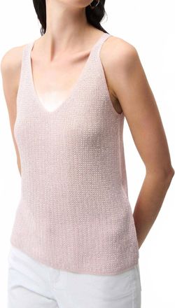 Joseph Ribkoff Metallic Knitted Camisole With Rhinestones In Petal Pink