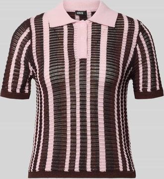 Mango Modern Fit Poloshirt in Strick-Optik Modell PETRA in Lila, Gr&ouml;&szlig;e XL