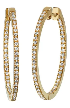 Bony Levy Diamond Hoop Earrings in 18K Yellow Gold at Nordstrom