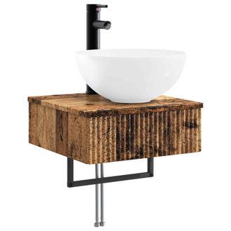 vidaXL Lavabo De Lavado Montado En La Pared Madera Envejecida Vidaxl