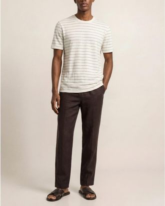 Orlebar Brown Fabbian Classic Fit Linen T-shirt in White Sand/night Iris at Nordstrom, Size Xxx-Large