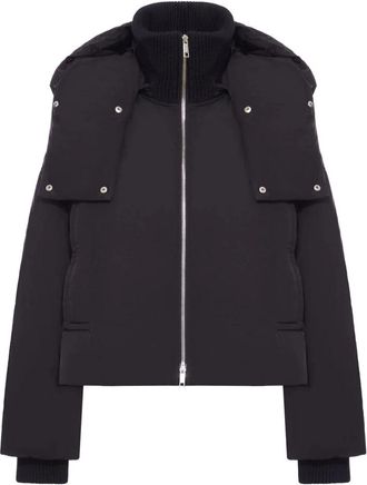 Sportmax Gewatteerde jas met Ribdetails - Dames - Gewatteerde jassen - Zwart - XS - Jassen