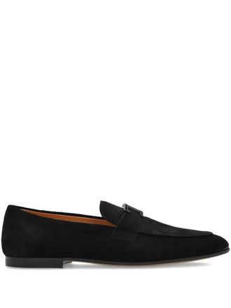 Tod's logo-plaque suede loafers - men - Leather/Calf Leather/Leather - 10.5 - Black