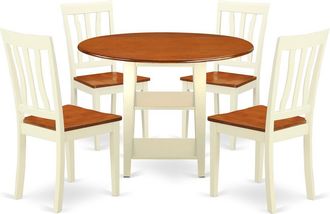 East West Furniture Dining Room Set Buttermilk & Cherry, SUAN5-BMK-W