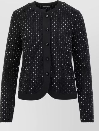 Emporio Armani striped round neck long sleeve cardigan