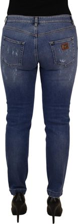 Dolce & Gabbana Womens Blue Washed Cotton Skinny Low Waist Denim Jeans Clothing
