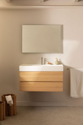 Sklum Sklum - Conjunto De Mueble De Ba&ntilde;o En Madera Y Chapa De Fresno Con Lavabo Integrado Ona
