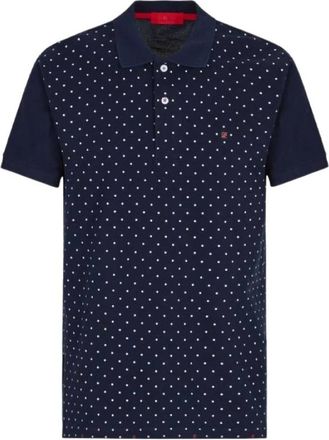 Carolina Herrera Polo Shirt van Piq&uacute; met Polka Dots - Heren - Polos - Blauw - S - Katoen - Tops
